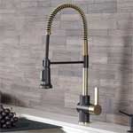 Matte Black and Brushed Gold Kitchen Pull-Down Faucet