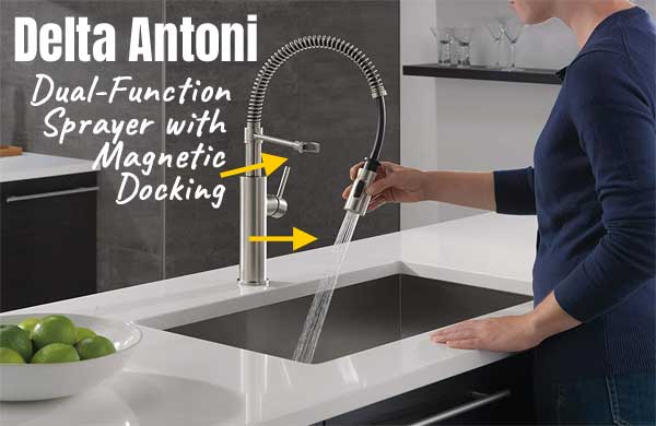 Delta Antoni Kitchen Faucet with Dual Function Sprayer and Magnetic Docking Station