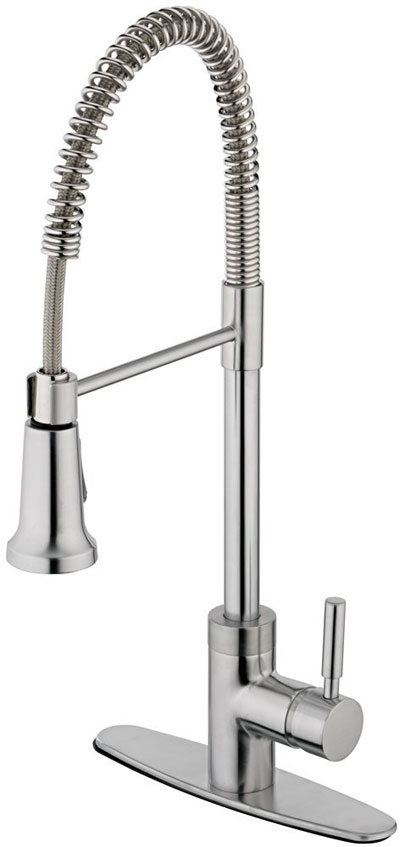 Commercial Style Estora Kitchen Faucet with Spring Spout in Stainless Steel