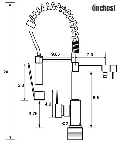 Fapully Faucet Dimensions and Measurements