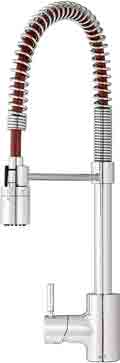 Foodie Kitchen Faucet with Red Hose and Chrome Finish