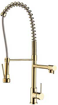 Commercial Style Pull-Down Coiled Spring Gold Kitchen Faucet