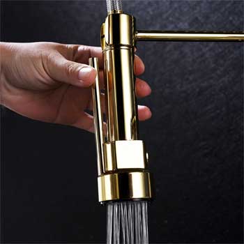 Gold Pull Down Faucet Dual Action Sprayer