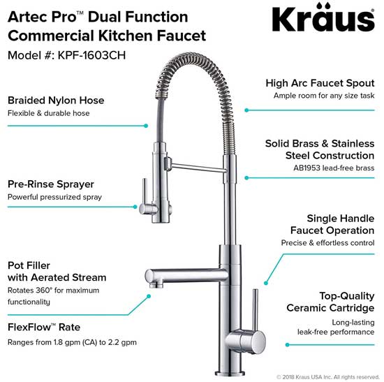 PullDown Kitchen Faucet with Pot Filler Special Features