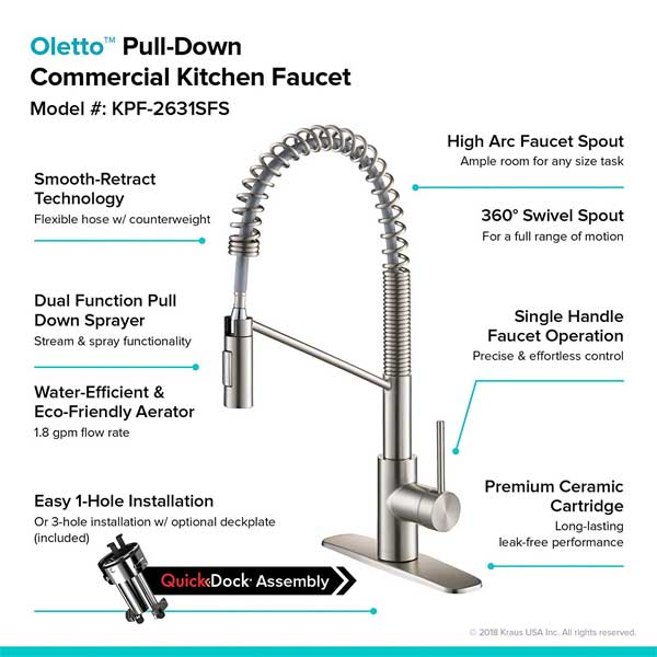 Kraus Oletto Pull-Down Faucet Features
