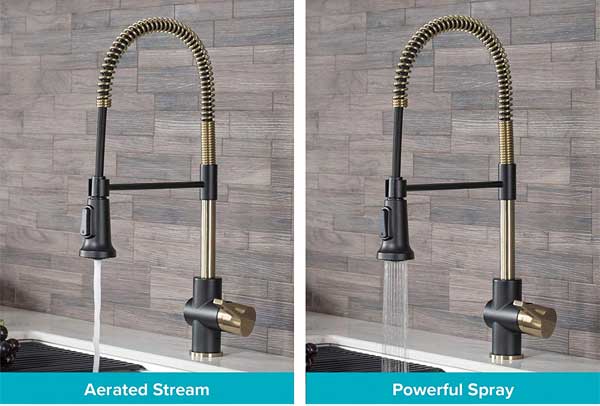 Spray and Stream Pull-Down Faucet Functions